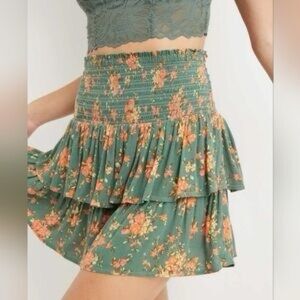 Aerie green and orange floral skirt